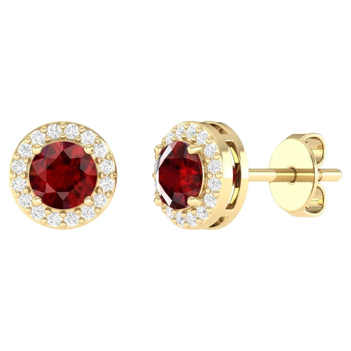 18 Karat Yellow Gold 0.96 Carat Ruby Solitaire Stud Earrings