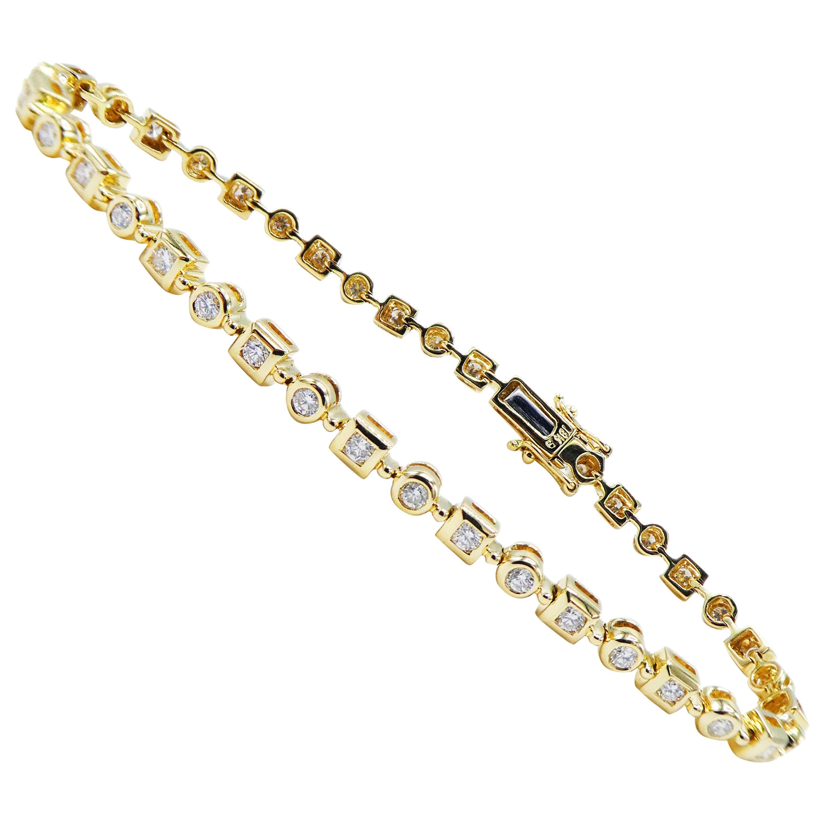 18 Karat Yellow Gold 1 Carat Diamond Tennis Bracelet