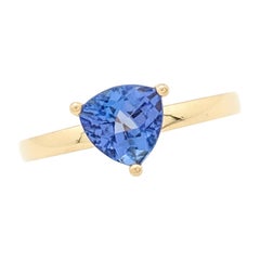 18 Karat Yellow Gold 1 Carat Trillion Cut Tanzanite Shimansky Ring