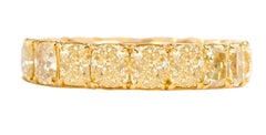 18 Karat Yellow Gold 10.01 Carat Solitaire Yellow Diamond Eternity Band Ring