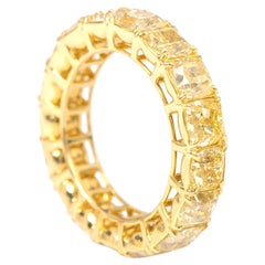 18 Karat Yellow Gold 10.01 Carat Solitaire Yellow Diamond Eternity Band Ring