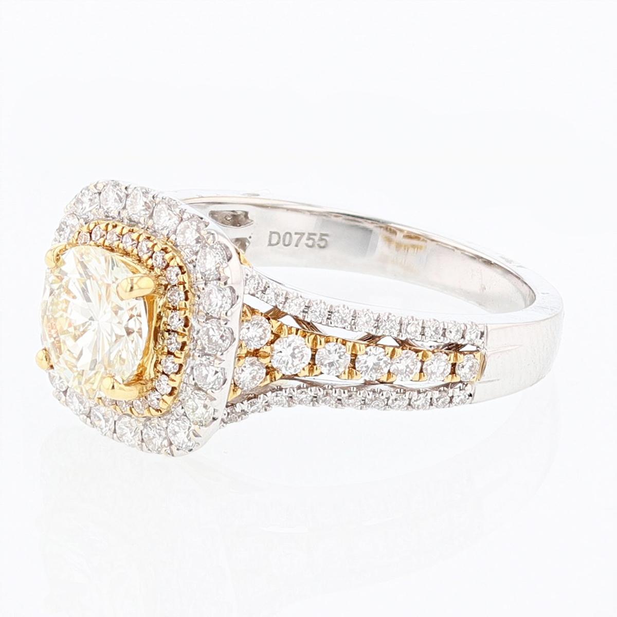 Round Cut 18 Karat Yellow Gold 1.02 Carat Round Diamond Engagement Ring For Sale