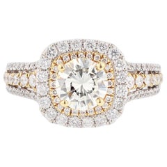 18 Karat Yellow Gold 1.02 Carat Round Diamond Engagement Ring