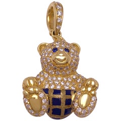 Oro giallo 18 carati, diamante da 1,07 carati e orsacchiotto smaltato