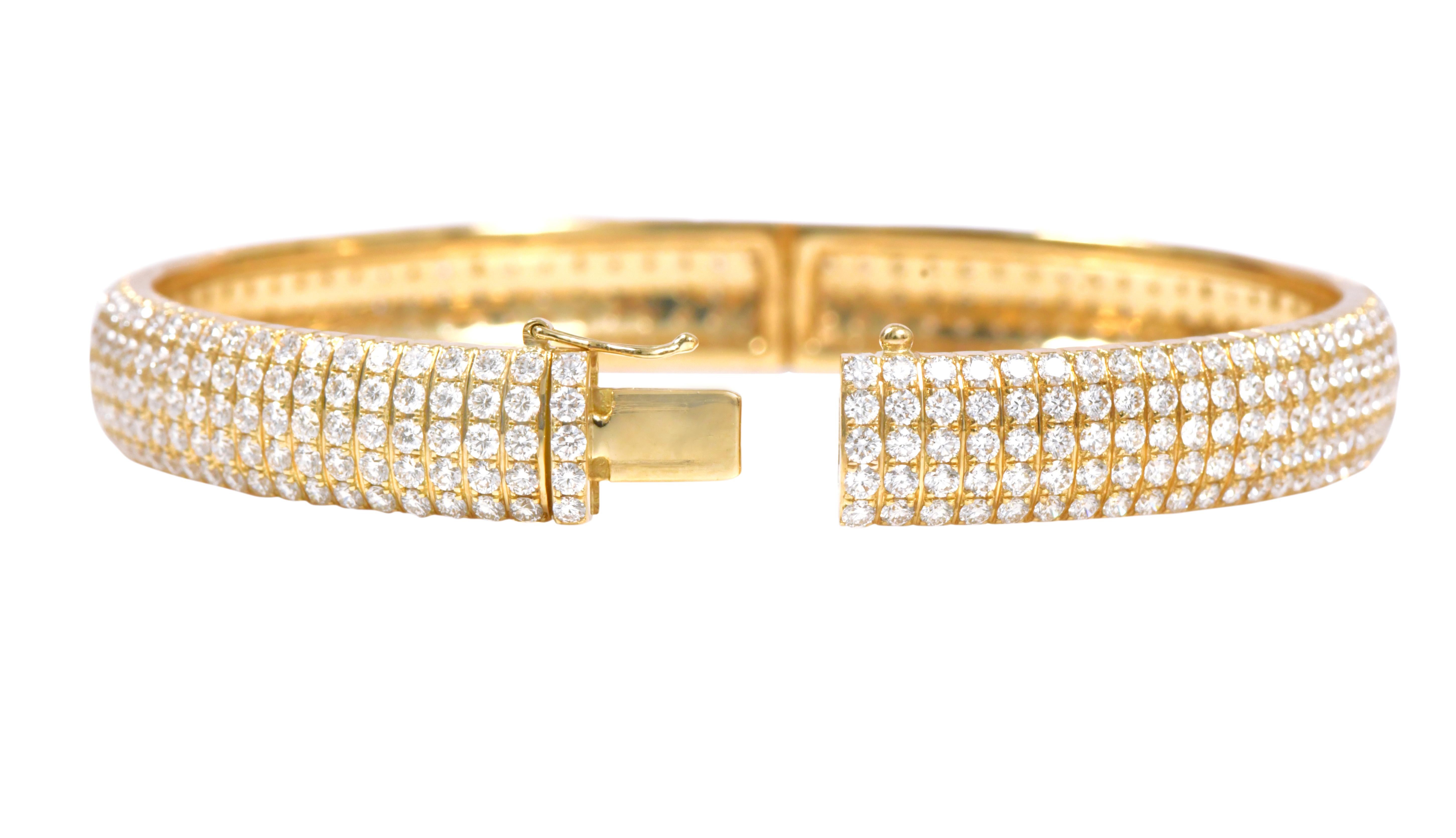 Bracelet tennis en or jaune 18 carats avec diamants taille brillant de 10,85 carats Unisexe en vente