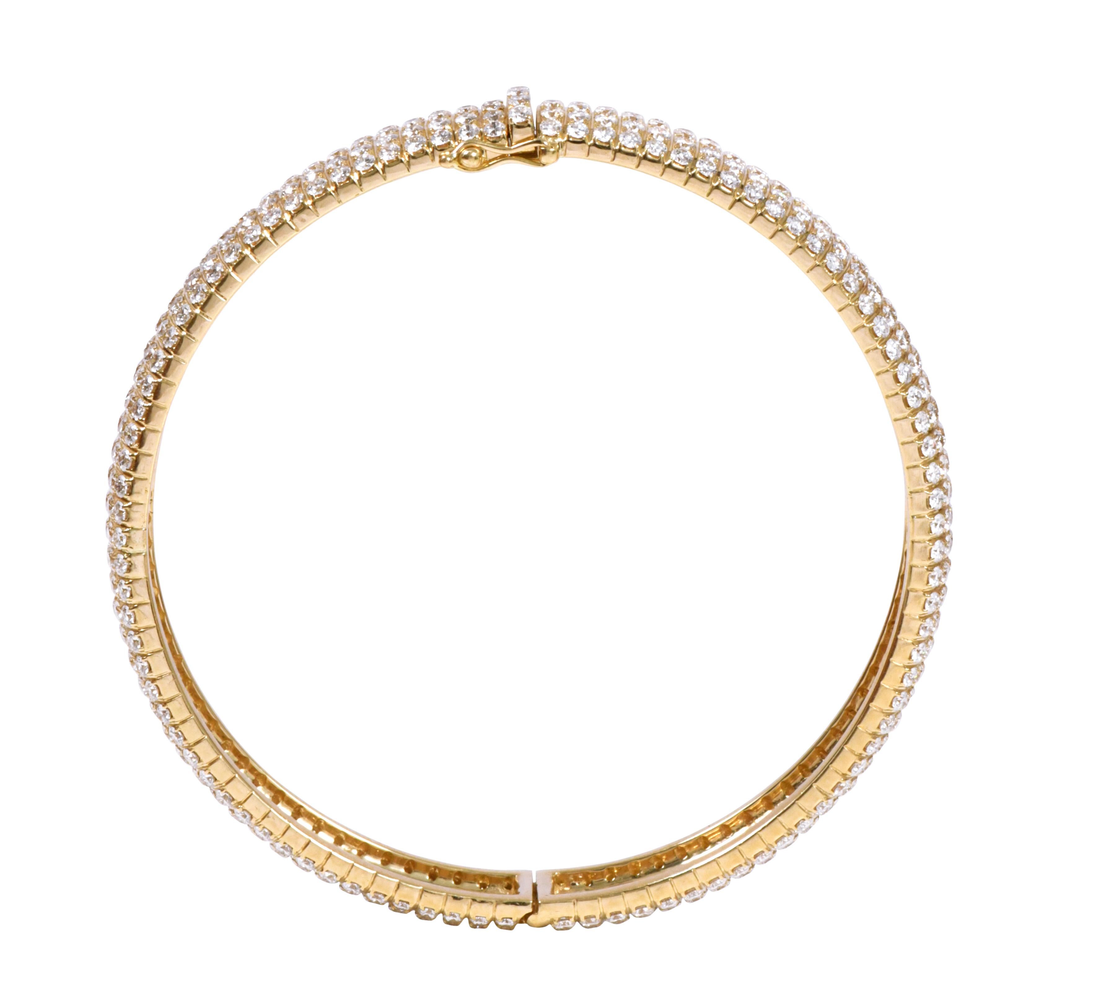 Bracelet tennis en or jaune 18 carats avec diamants taille brillant de 10,85 carats en vente 2