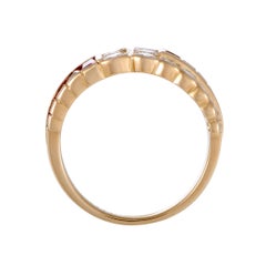18 Karat Gold 1.10 Carat Diamond and Invisible Set 1.00 Carat Ruby Band Ring