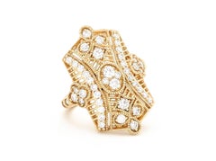 18 Karat Yellow Gold 1.15 Carat Vintage Inspired Diamond Ring