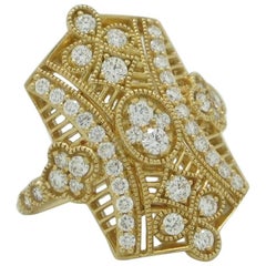 18 Karat Yellow Gold 1.15 Carat Vintage Inspired Diamond Ring