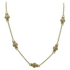 18 Karat Yellow Gold 1.20 Carat Diamond Station Necklace