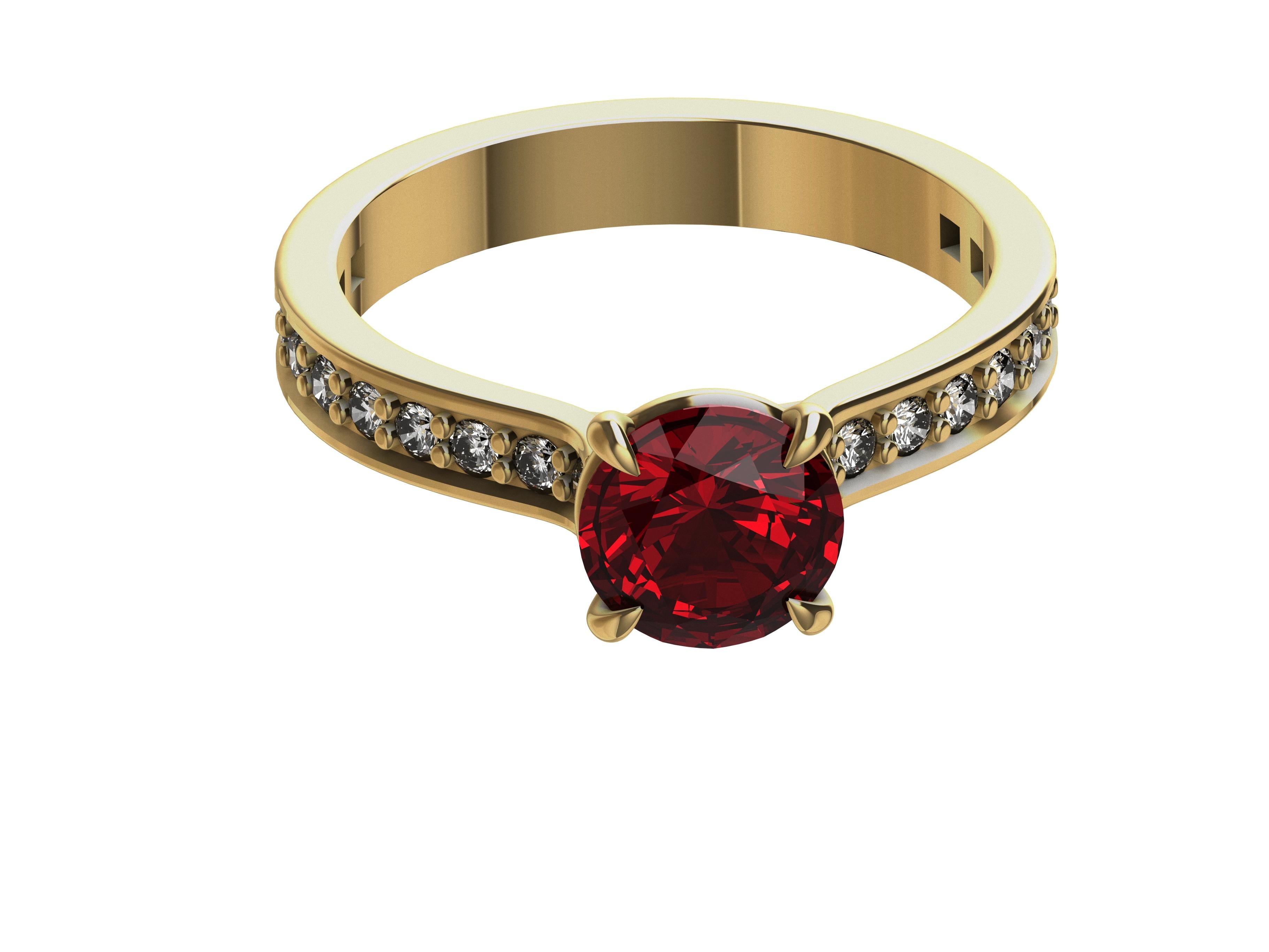 For Sale:  18 Karat Yellow Gold 1.25 Carat Ruby Cartier Inspired Ring 2