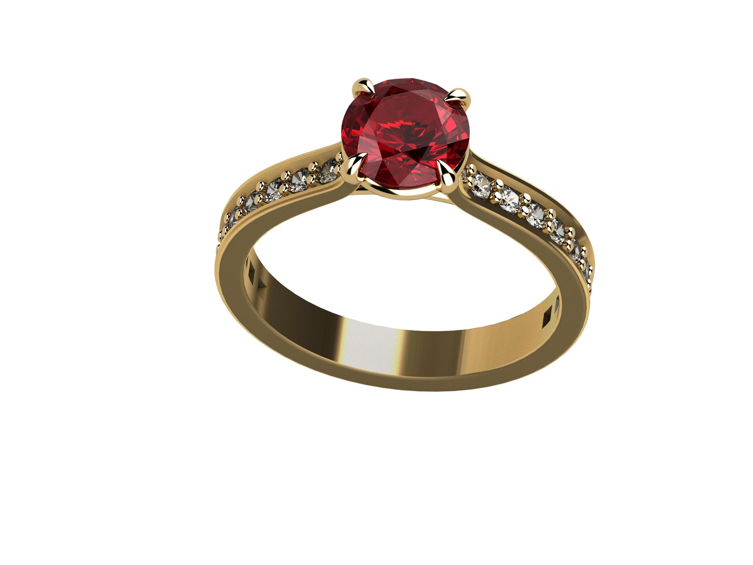 For Sale:  18 Karat Yellow Gold 1.25 Carat Ruby Cartier Inspired Ring 5
