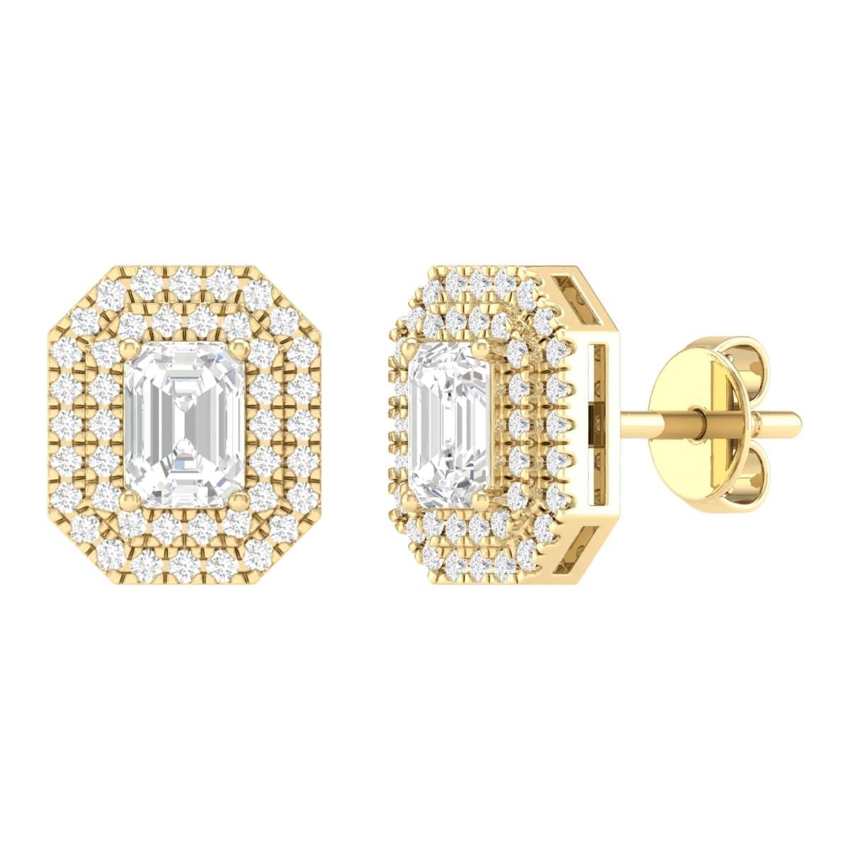 18 Karat Yellow Gold 1.26 Carat Diamond Solitaire Stud Earrings For Sale