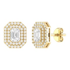 18 Karat Yellow Gold 1.26 Carat Diamond Solitaire Stud Earrings