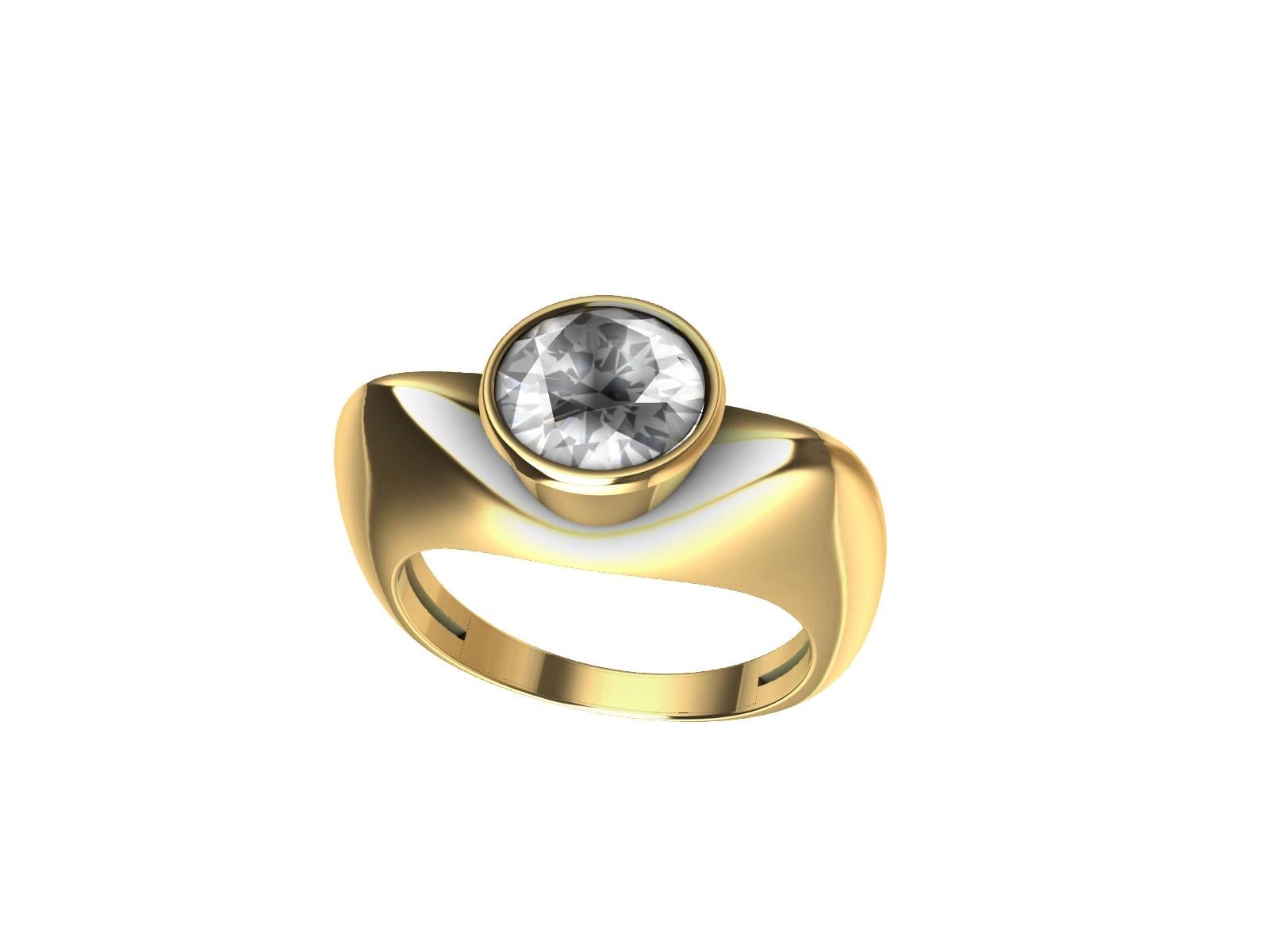 For Sale:  18 Karat Yellow Gold 1.26 Carat GIA Diamond Sculpture Engagement Ring  4