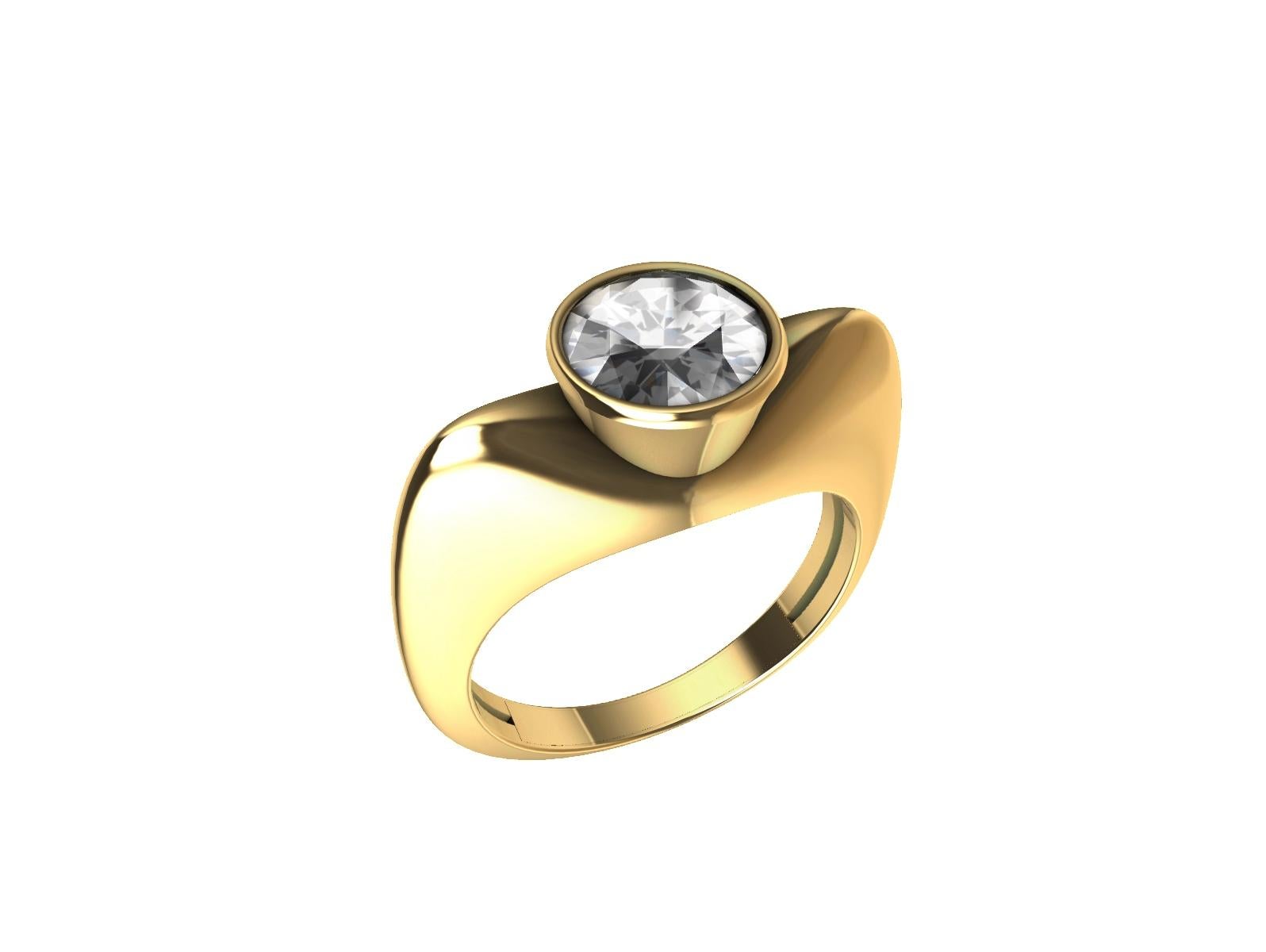 En vente :  Bague de fiançailles en or jaune 18 carats avec sculpture de diamants de 1,26 carat certifiés GIA  5
