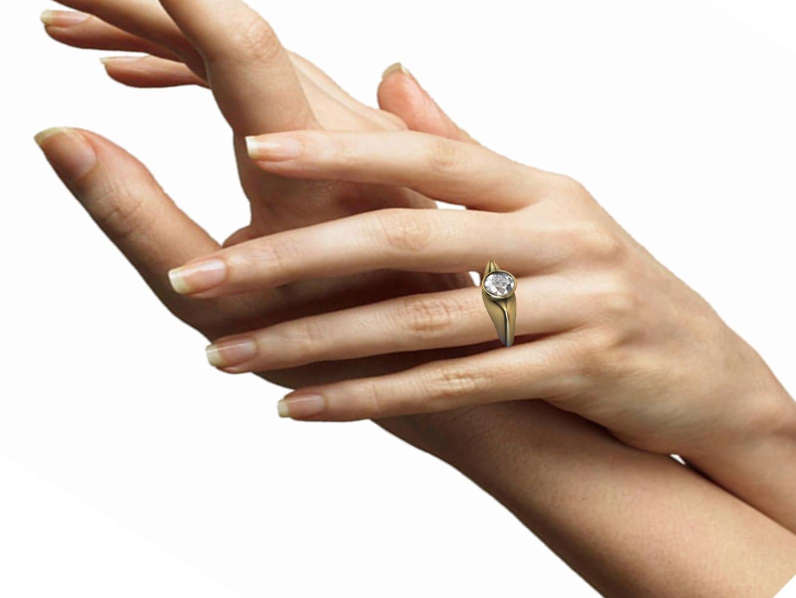 For Sale:  18 Karat Yellow Gold 1.26 Carat GIA Diamond Sculpture Engagement Ring  7