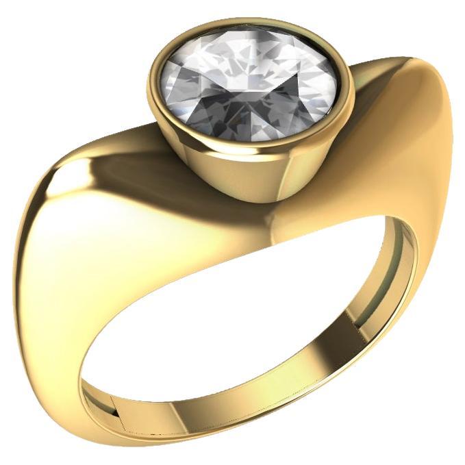 For Sale:  18 Karat Yellow Gold 1.26 Carat GIA Diamond Sculpture Engagement Ring