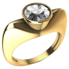 Bague de fiançailles en or jaune 18 carats avec sculpture de diamants de 1,26 carat certifiés GIA 