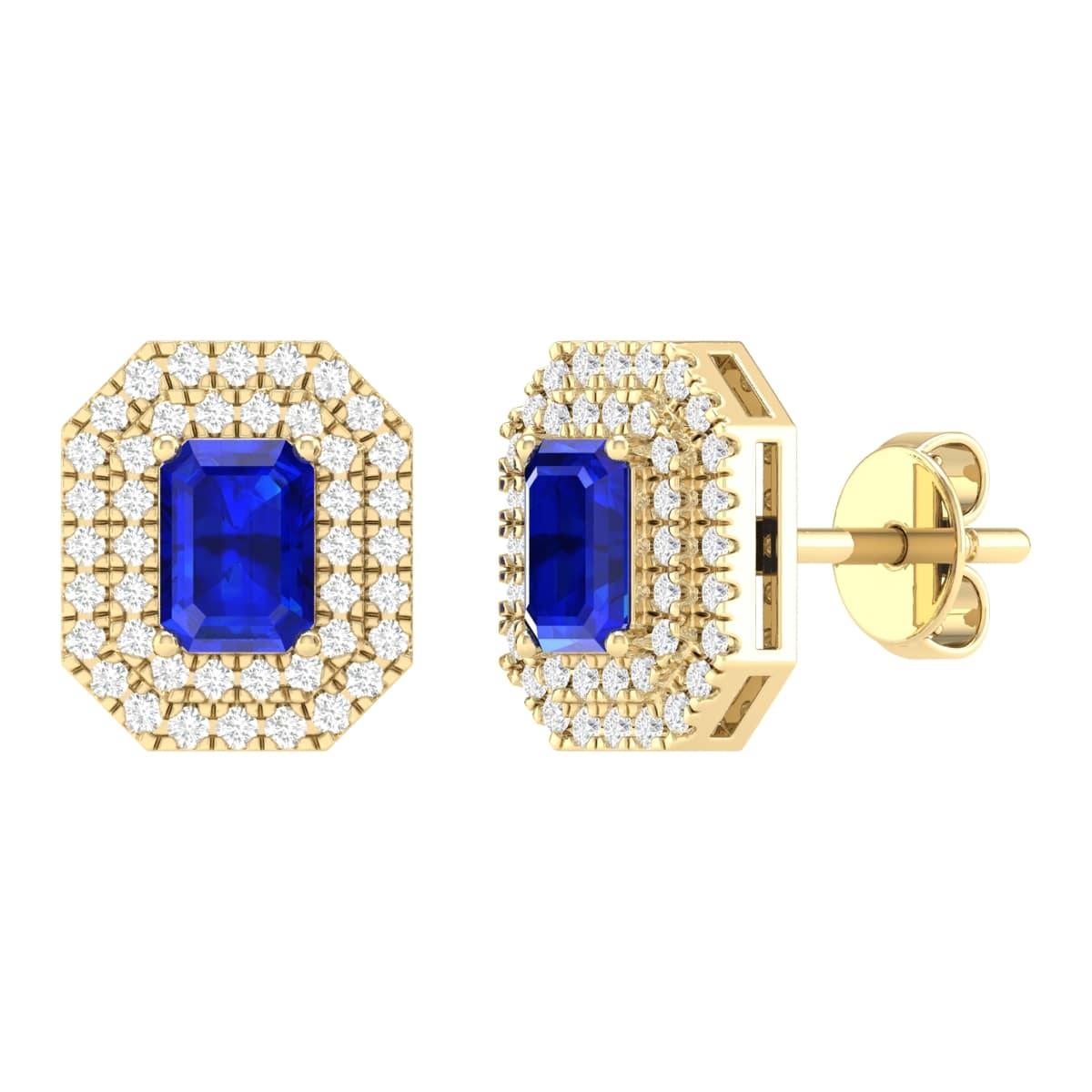 18 Karat Yellow Gold 1.26 Carat Sapphire Solitaire Stud Earrings For Sale