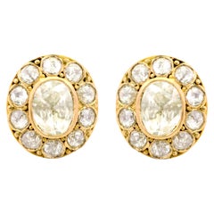 18 Karat Yellow Gold 1.27 Carat Rose-Cut Diamond Stud Earrings