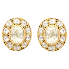 18 Karat Yellow Gold 1.27 Carat Rose-Cut Diamond Stud Earrings