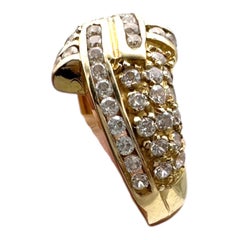 18 Karat Yellow Gold 1.30ct Diamond Dome Ring
