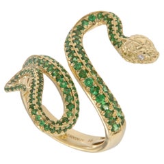 Anello Serpente in oro giallo 18 carati con tsavorite verde da 1,32 carati