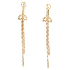 18 Karat Yellow Gold 1.33 Cttw Diamond Art Deco Style Dangle Earrings 