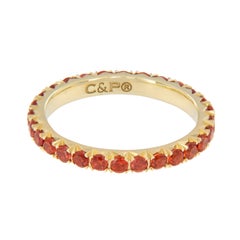 18 Karat Yellow Gold 1.33 Cttw Orange Sapphire Eternity Band