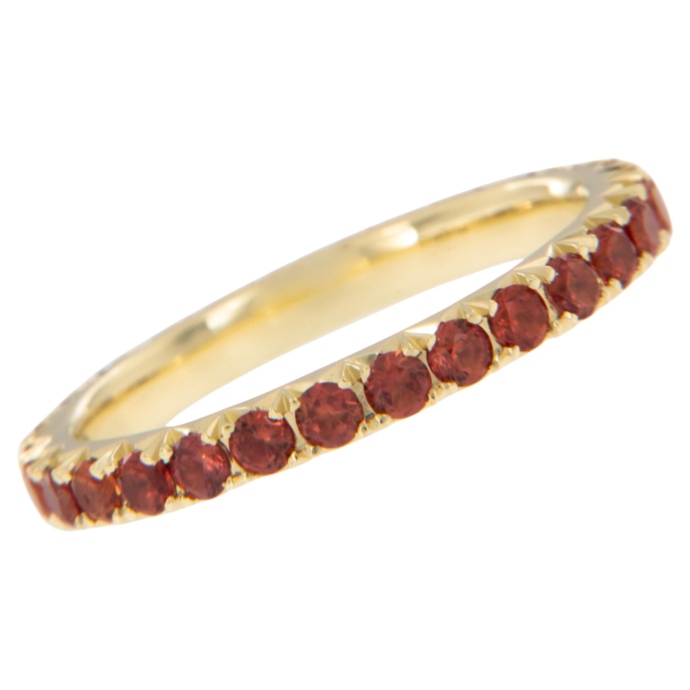 18 Karat Yellow Gold 1.33 Cttw Orange Sapphire Eternity Band