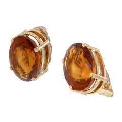 18 Karat Yellow Gold 13.30 Cttw Madeira Citrine Clip Earrings