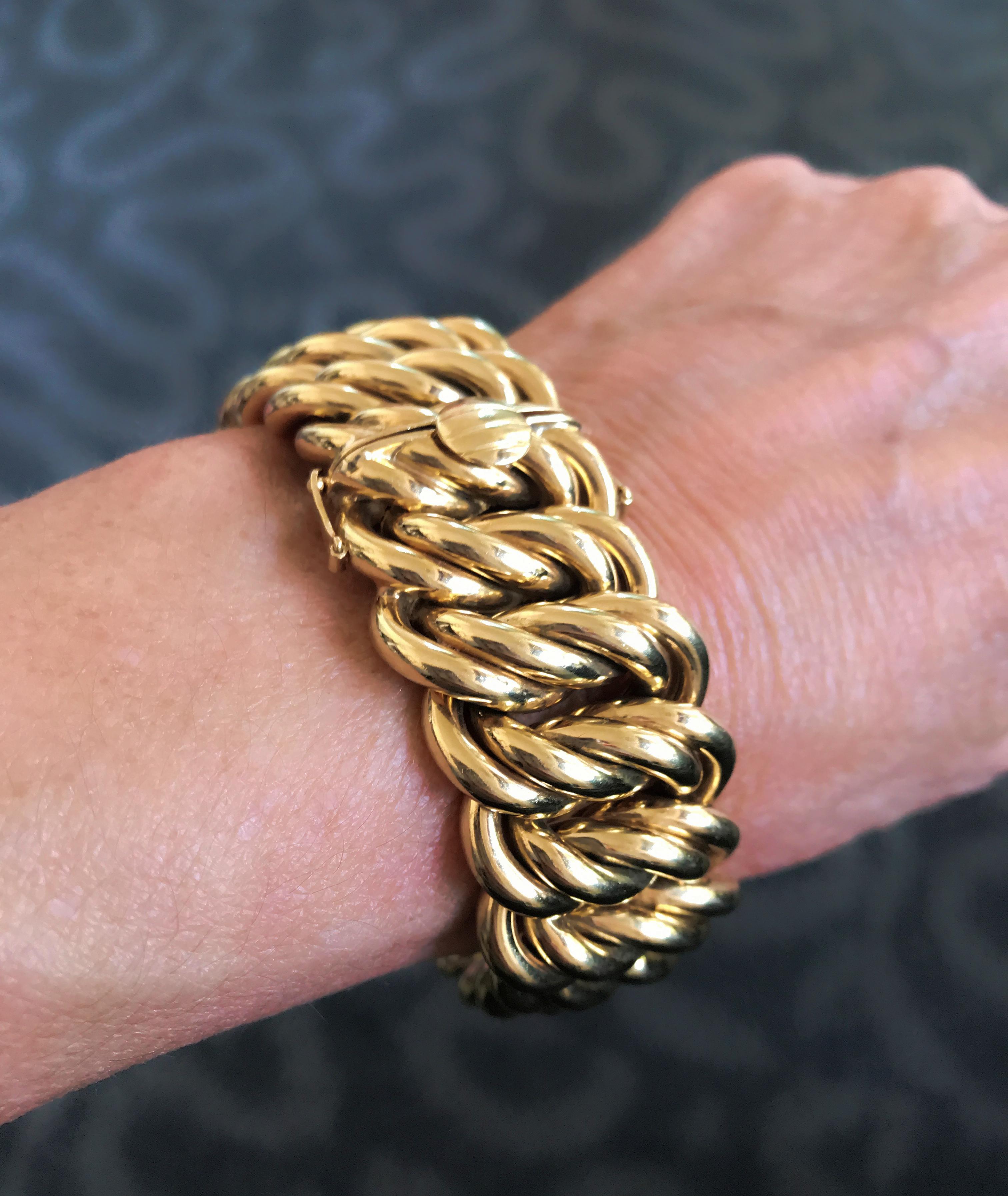18 Karat Yellow Gold 140 Grams French Gourmette Curb Link Bracelet 2