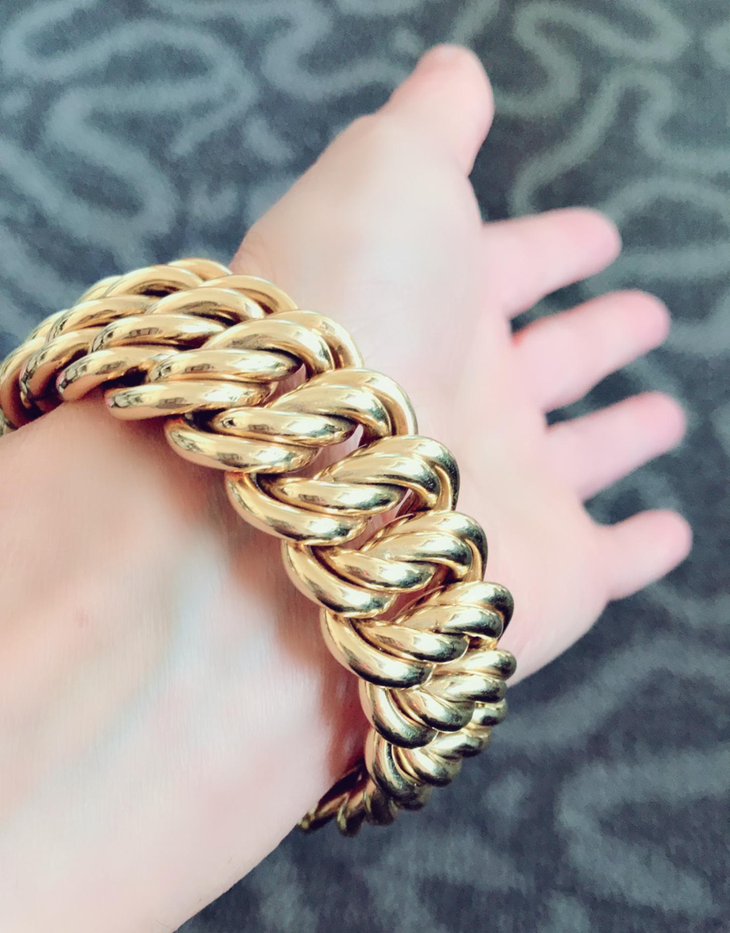 18 Karat Yellow Gold 140 Grams French Gourmette Curb Link Bracelet 3