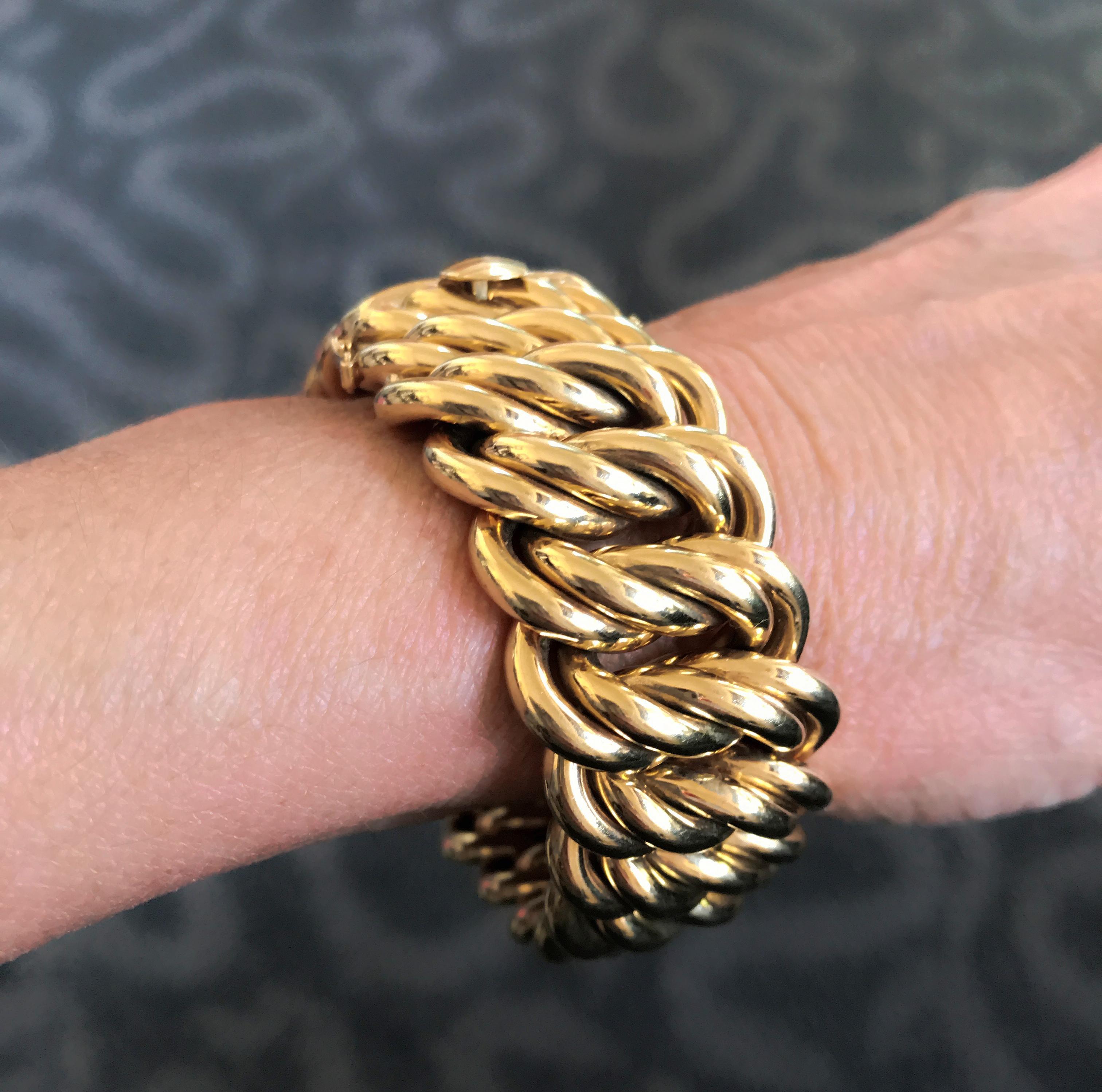 18 Karat Yellow Gold 140 Grams French Gourmette Curb Link Bracelet 4