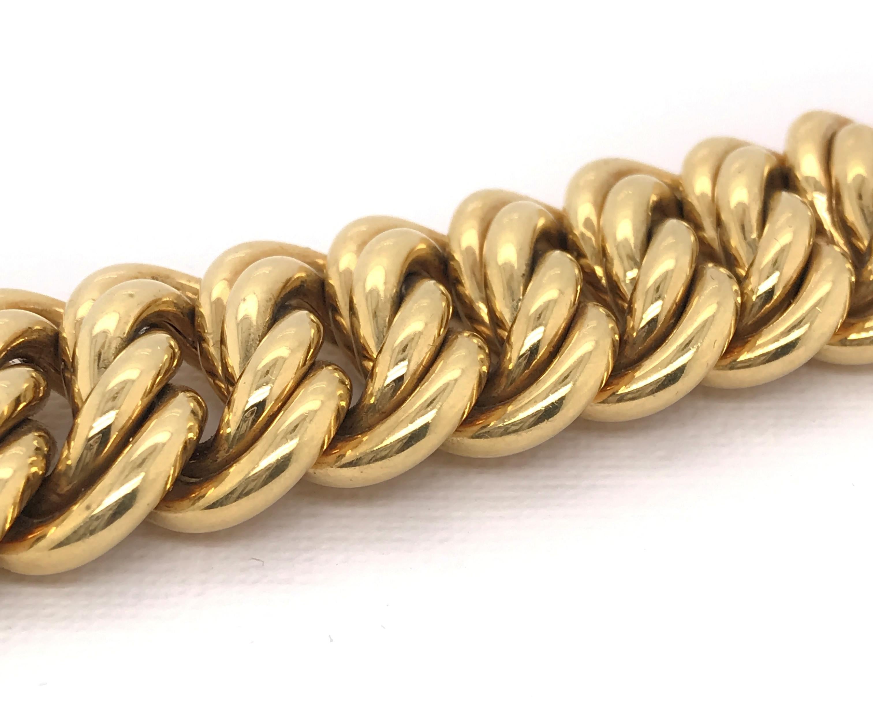 18 Karat Yellow Gold 140 Grams French Gourmette Curb Link Bracelet 6