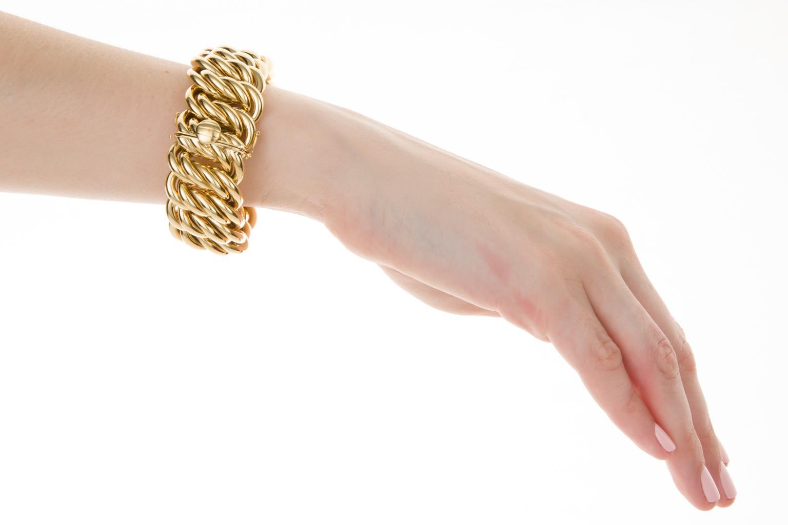 18 Karat Yellow Gold 140 Grams French Gourmette Curb Link Bracelet 1
