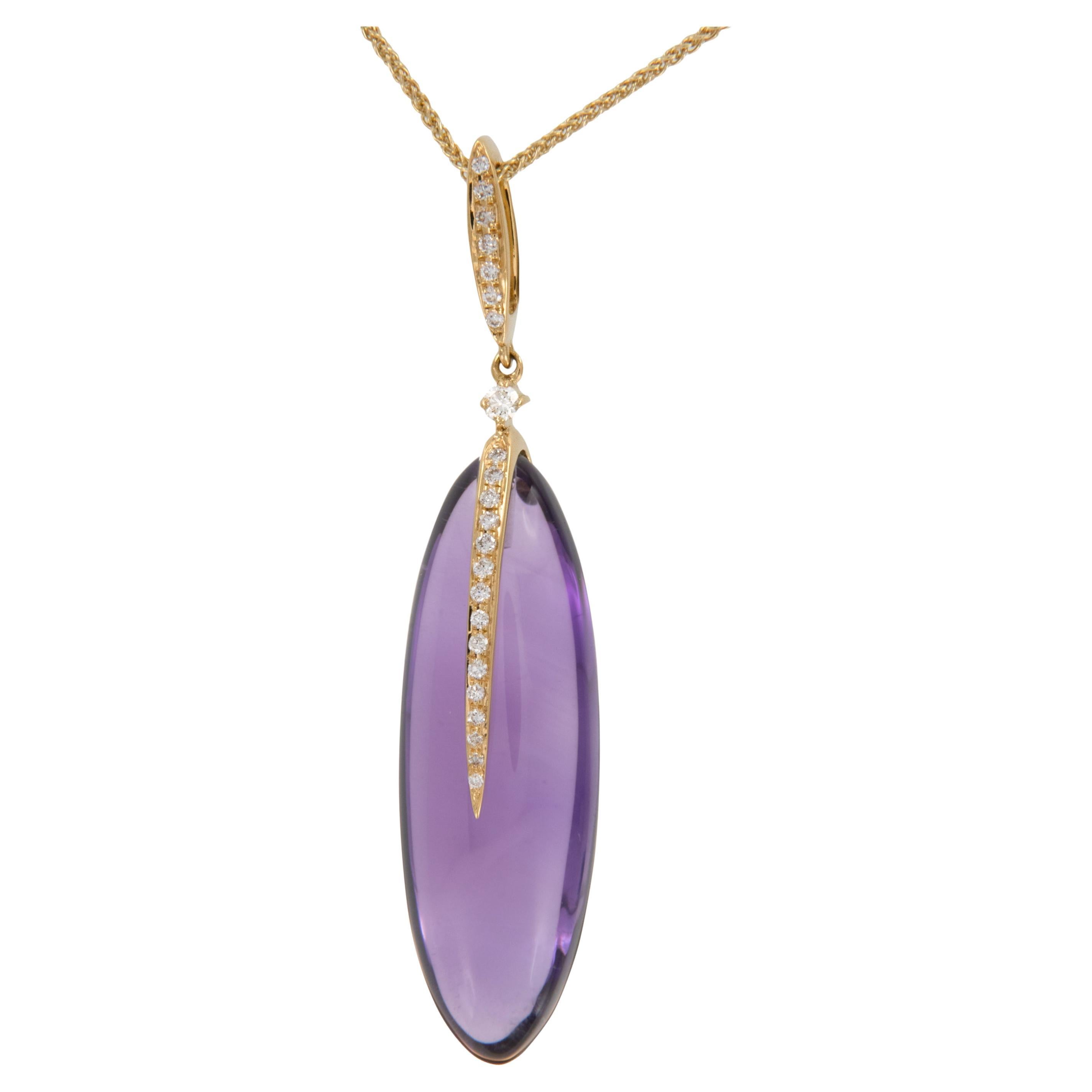 18 Karat Yellow Gold 14.93 Ct Amethyst and Diamond Necklace