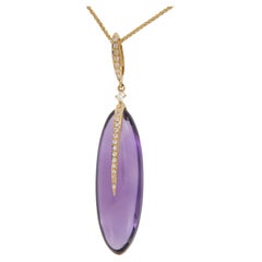18 Karat Gelbgold 14,93 Karat Amethyst und Diamant-Halskette