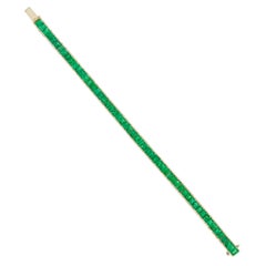 Bracciale tennis in oro giallo 18 carati 14,99 carati taglio baguette con smeraldo naturale