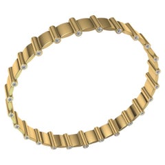 Bracelet jonc tubes en or jaune 18 carats avec diamants 1,5 carat
