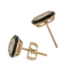 18 Karat Yellow Gold 1.50 Carat Rock Crystal Enamel Queen Earrings by Goshwara