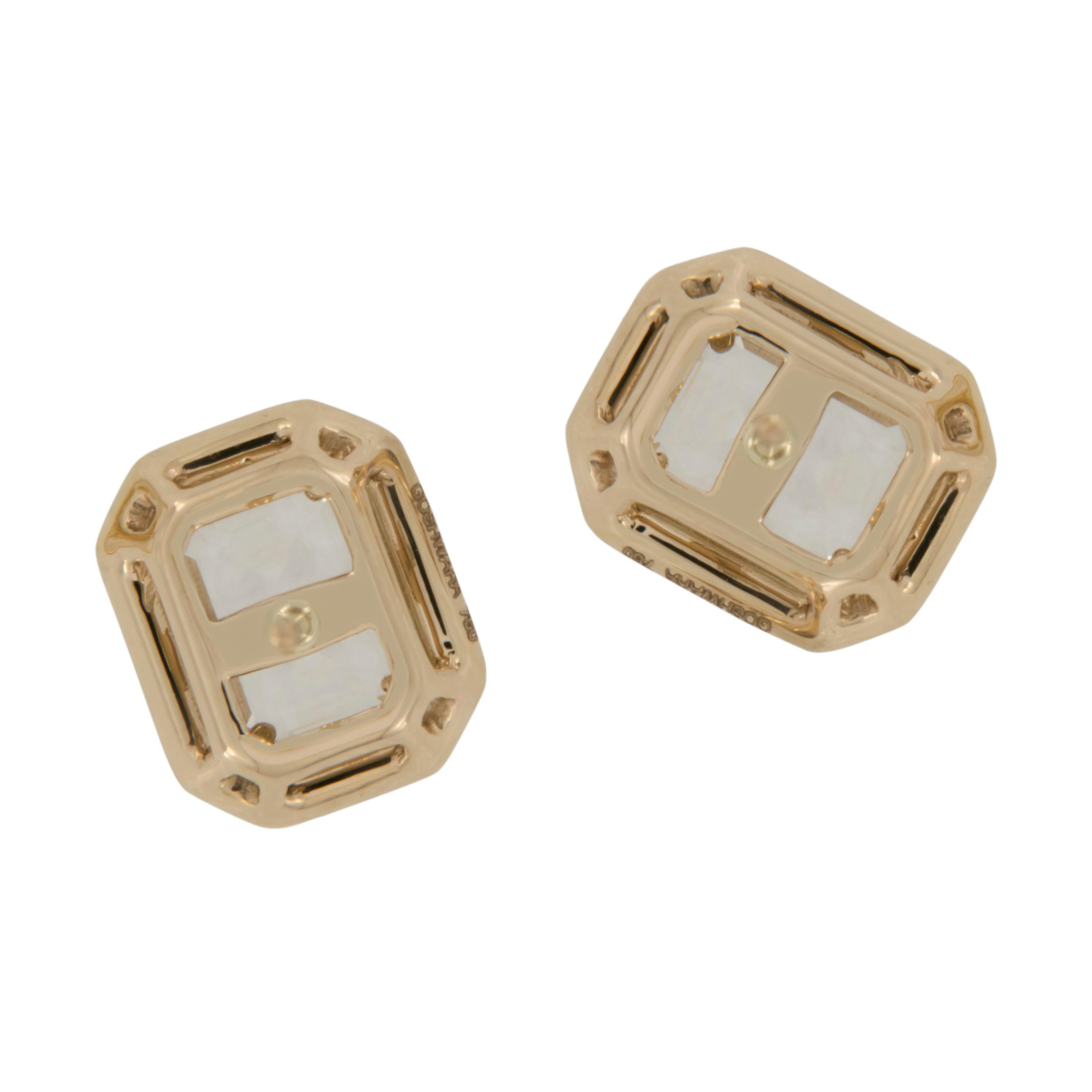 Goshwara Boucles d'oreilles « Queen » en or jaune 18 carats et émail de cristal de roche de 1,50 carat Neuf - En vente à Troy, MI