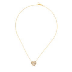 18 Karat Yellow Gold 1.50 Cttw Diamond Puffy Heart Necklace by Patrick Irla