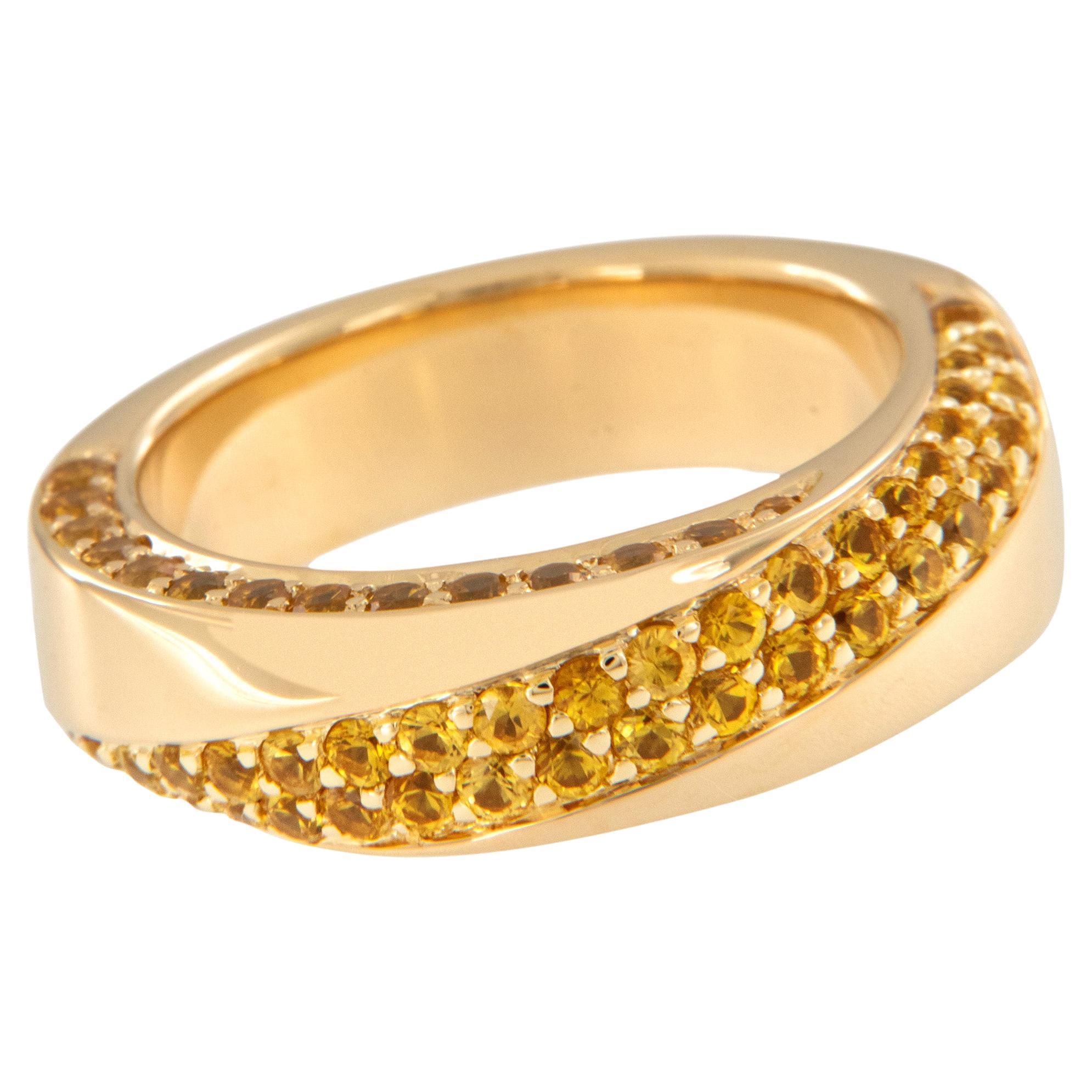 18 Karat Yellow Gold 1.50 Cttw Yellow Sapphire Twist Band Ring
