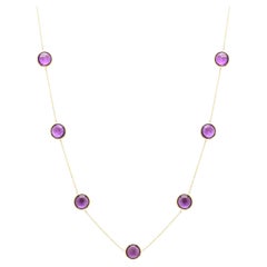 18 Karat Yellow Gold 16 CTW Amethyst Station Necklace, Thanksgiving Gift Women