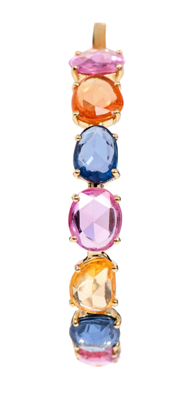 18K Gold Plated 3.00ctw Octagon Multi Sapphire Hoop Earrings main image 0