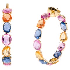 18 Karat Gelbgold 17,42 Karat Multi-Color-Saphir-Ohrringe