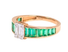 18 Karat Yellow Gold 1.76 Carat Natural Emerald and Diamond Band Ring