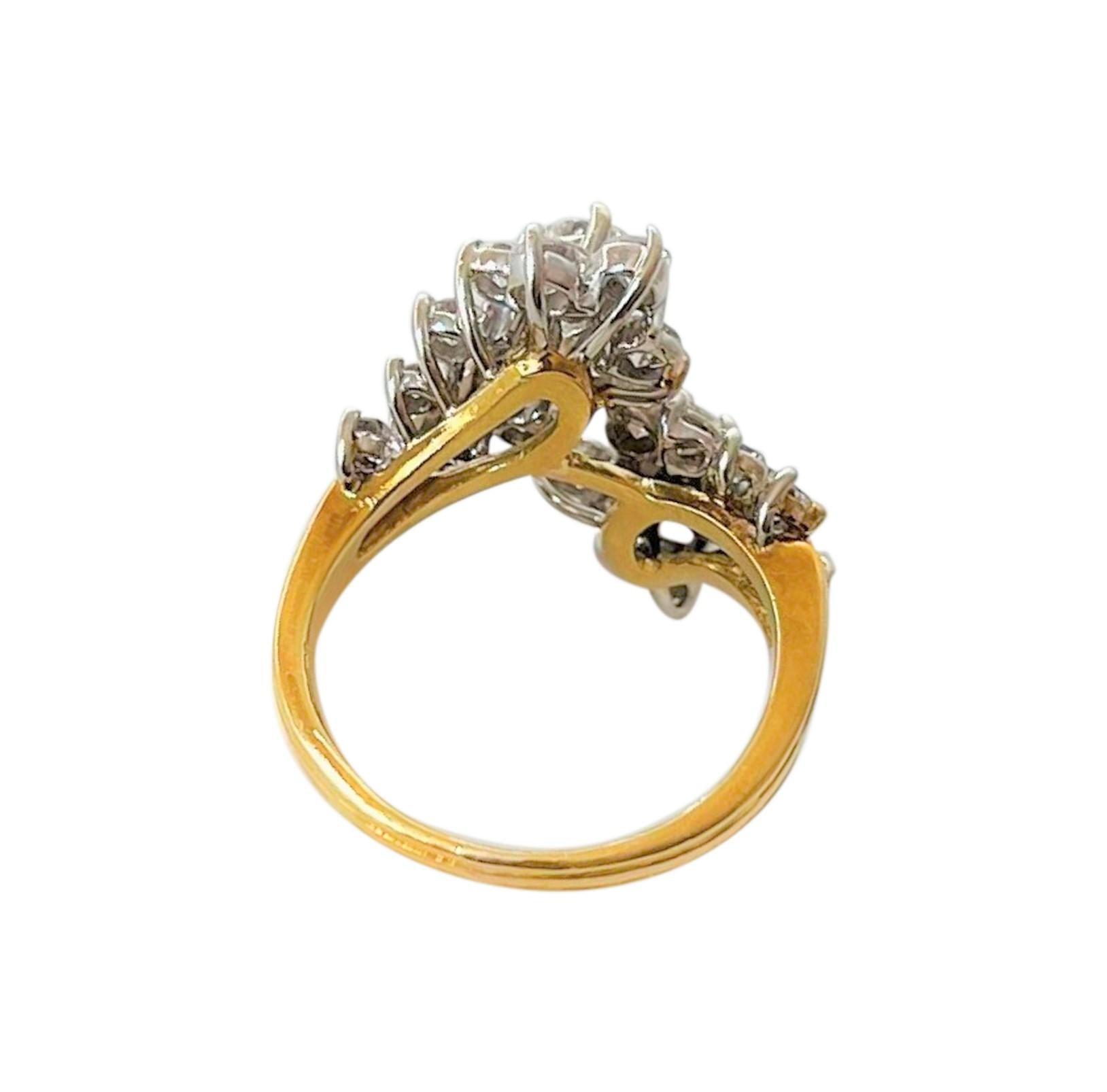 18 Karat Yellow Gold 1.85 Carat Diamond Bypass Ring 1